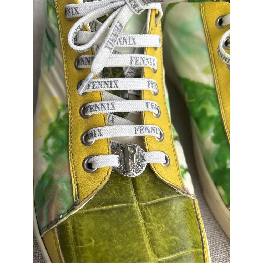 Fennix Green Crocodile Alligator Exotic Leather Italy Size 10 Luxury Designer